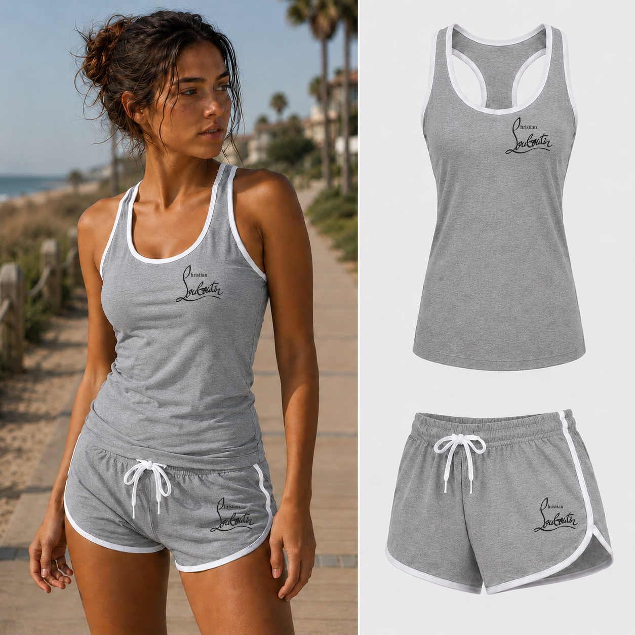 Women’s Christian Louboutin Tanktop and Shorts Set