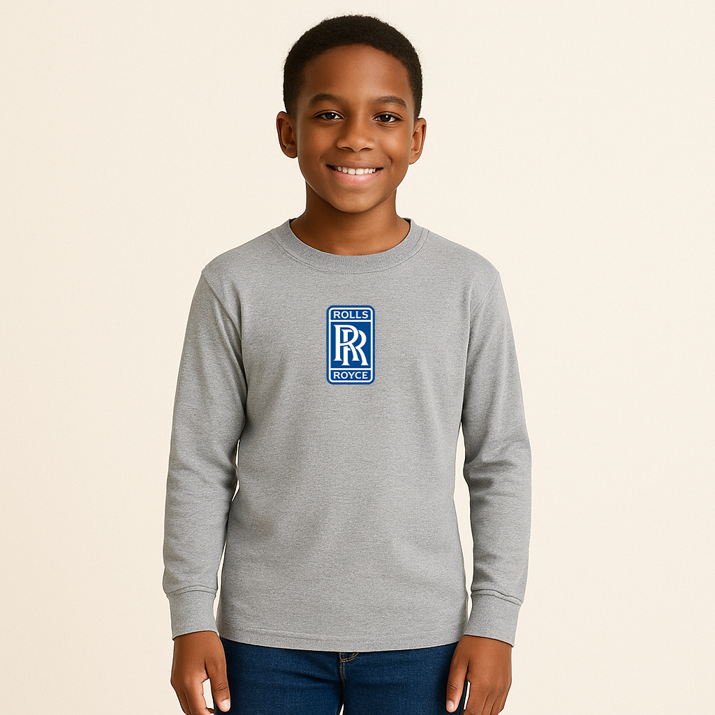 Youth Kids Rolls Royce Car Long Sleeve T-Shirt
