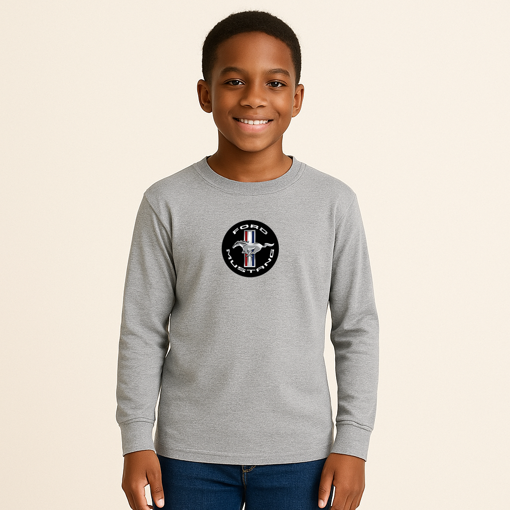 Youth Kids Ford Mustang Motorsport Supercars Long Sleeve T-Shirt