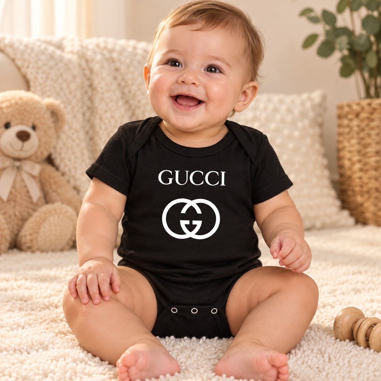 Gucci Baby Romper Onesie | Color: Black | Image 2