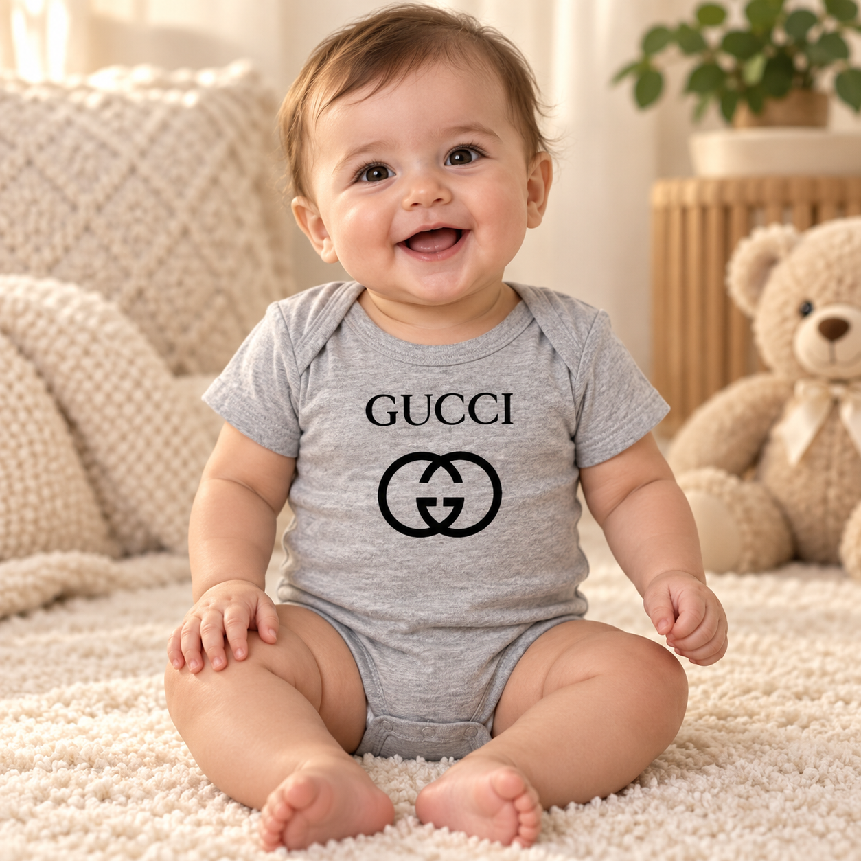 Gucci Baby Romper Onesie | Color: Grey | Image 2