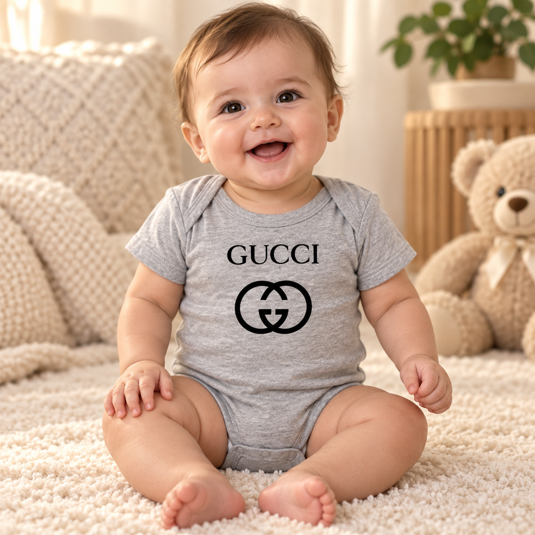 Gucci Baby Romper Onesie | Color: Grey | Image 2