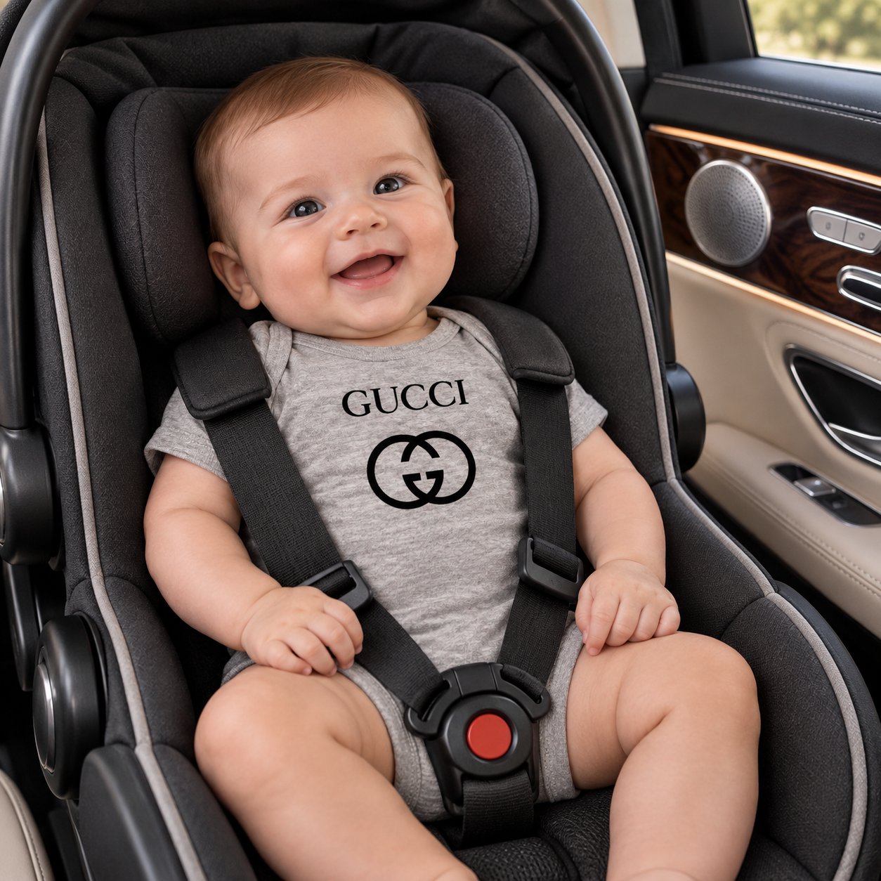 Gucci Baby Romper Onesie | Color: Grey | Image 4