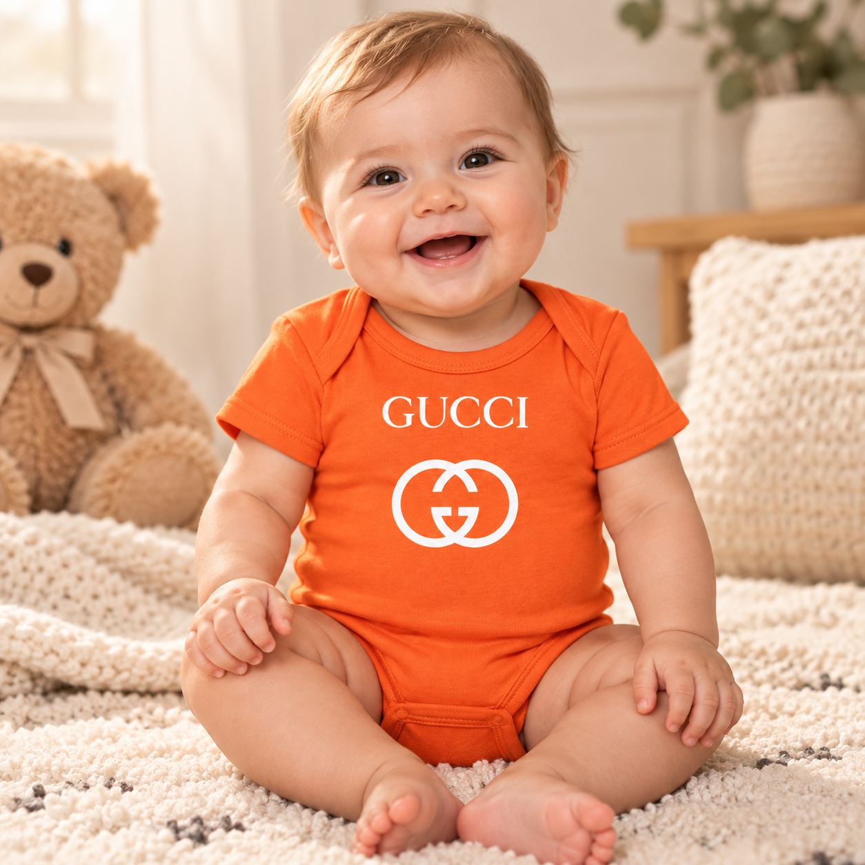 Gucci Baby Romper Onesie | Color: Orange | Image 2
