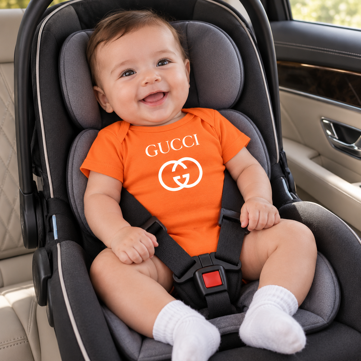 Gucci Baby Romper Onesie | Color: Orange | Image 4