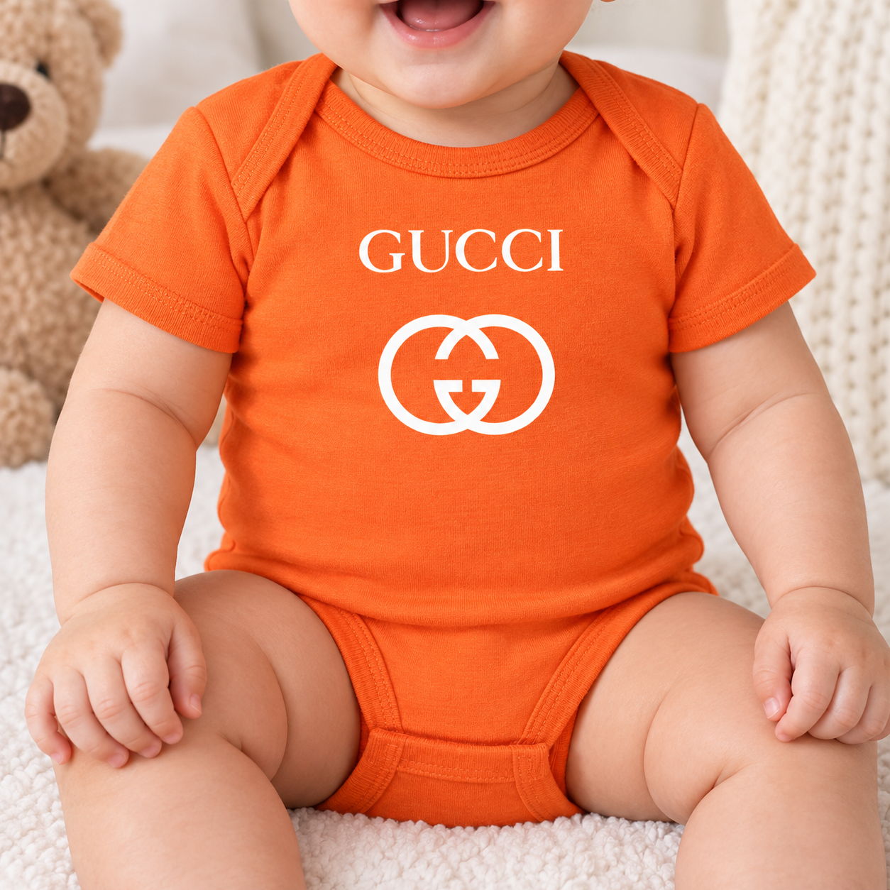 Gucci Baby Romper Onesie | Color: Orange | Image 5