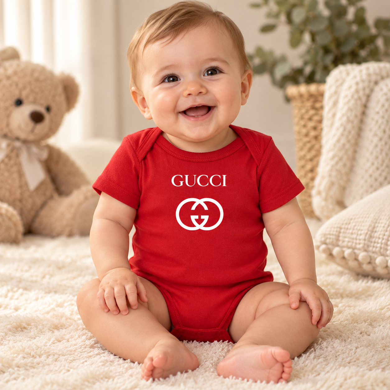 Gucci Baby Romper Onesie | Color: Red | Image 2