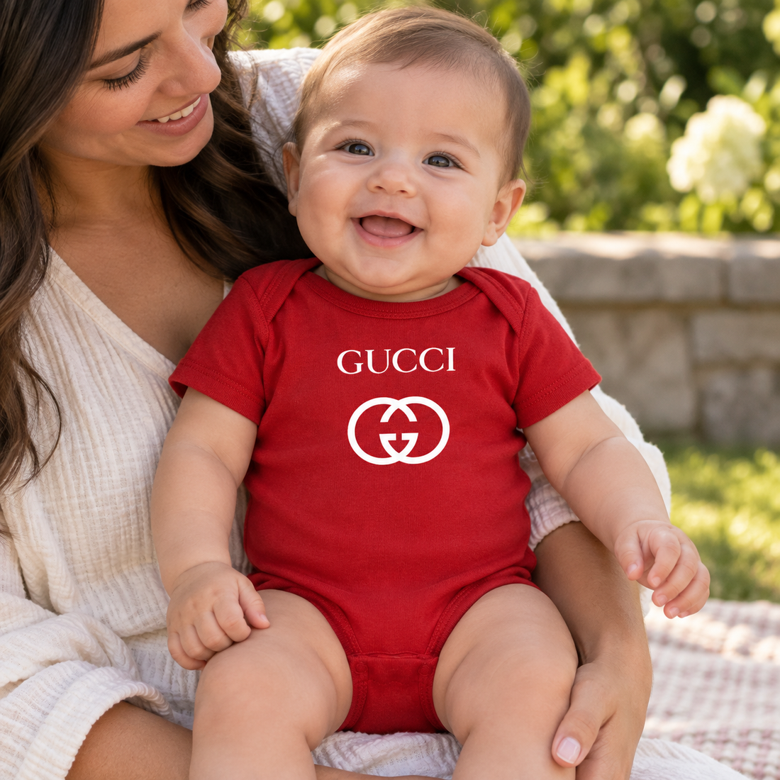 Gucci Baby Romper Onesie | Color: Red | Image 3