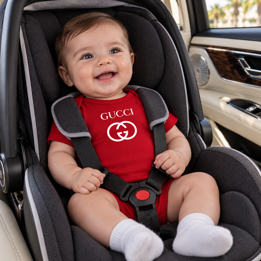 Gucci Baby Romper Onesie | Color: Red | Image 4