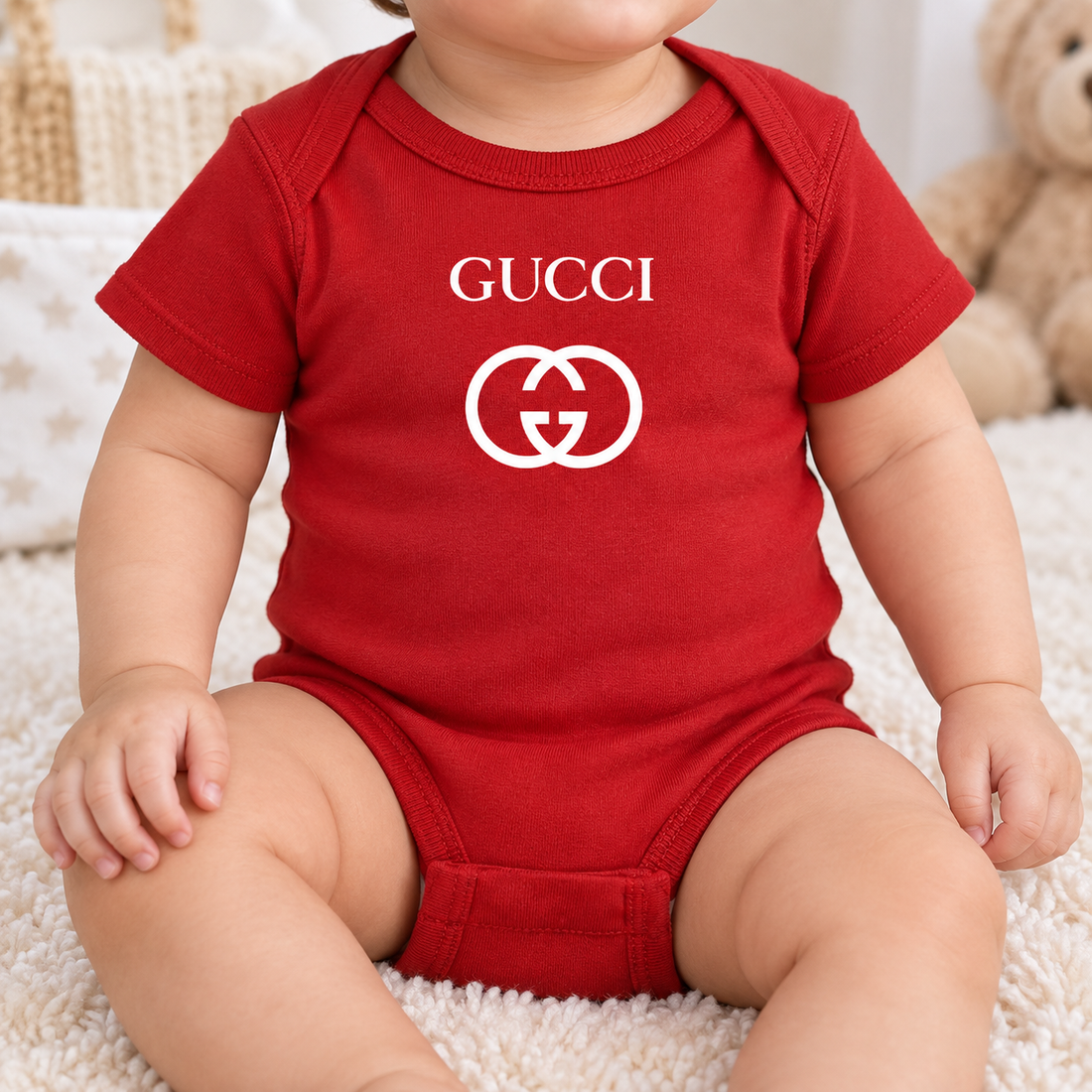 Gucci Baby Romper Onesie | Color: Red | Image 5