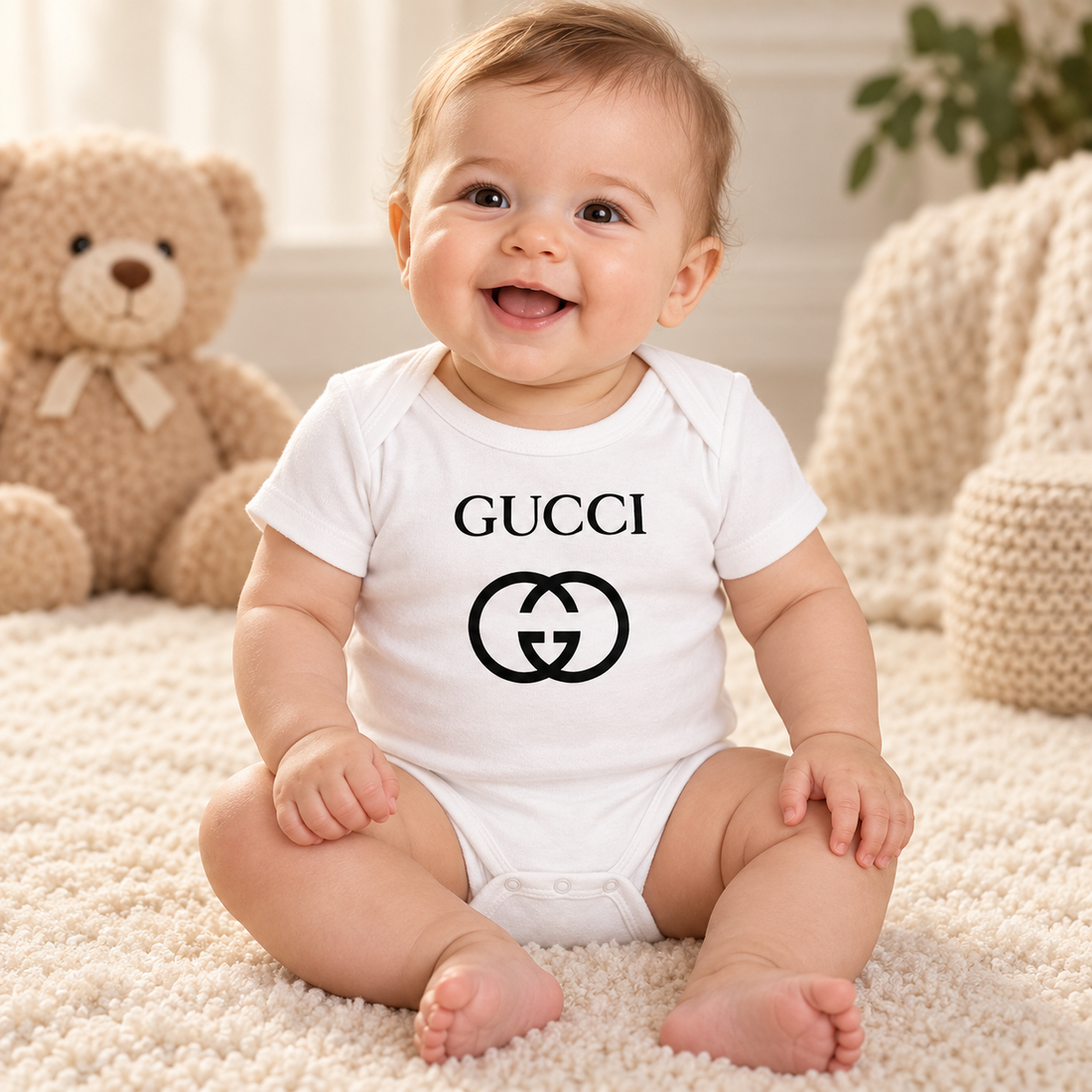 Gucci Baby Romper Onesie | Color: White | Image 2