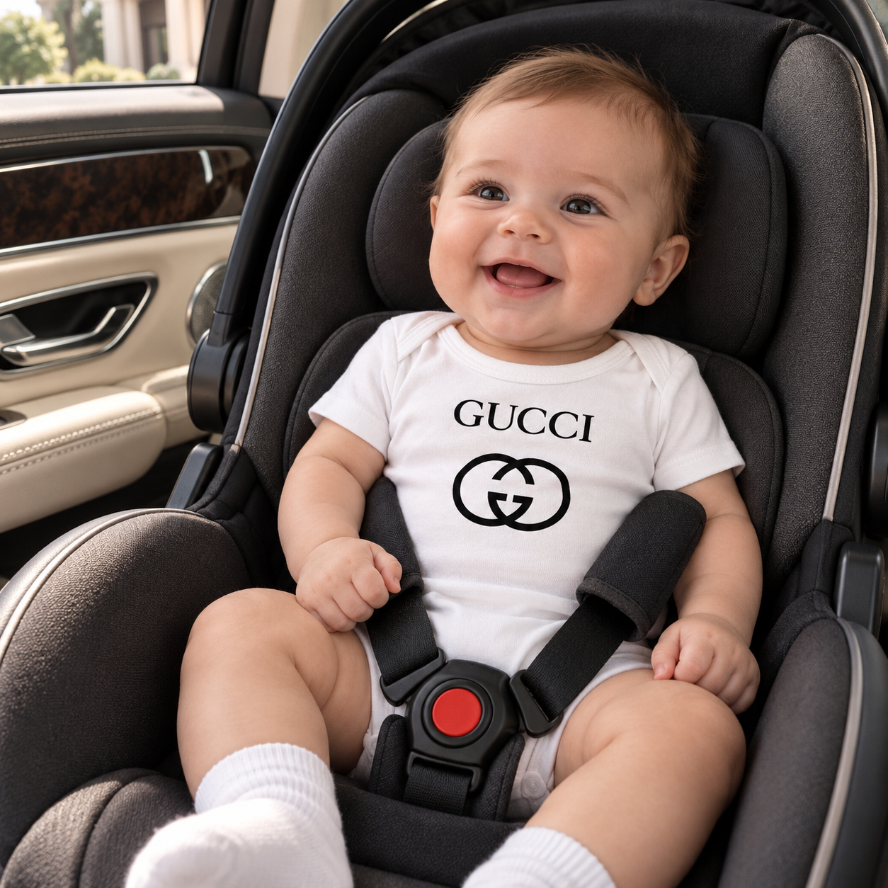 Gucci Baby Romper Onesie | Color: White | Image 4