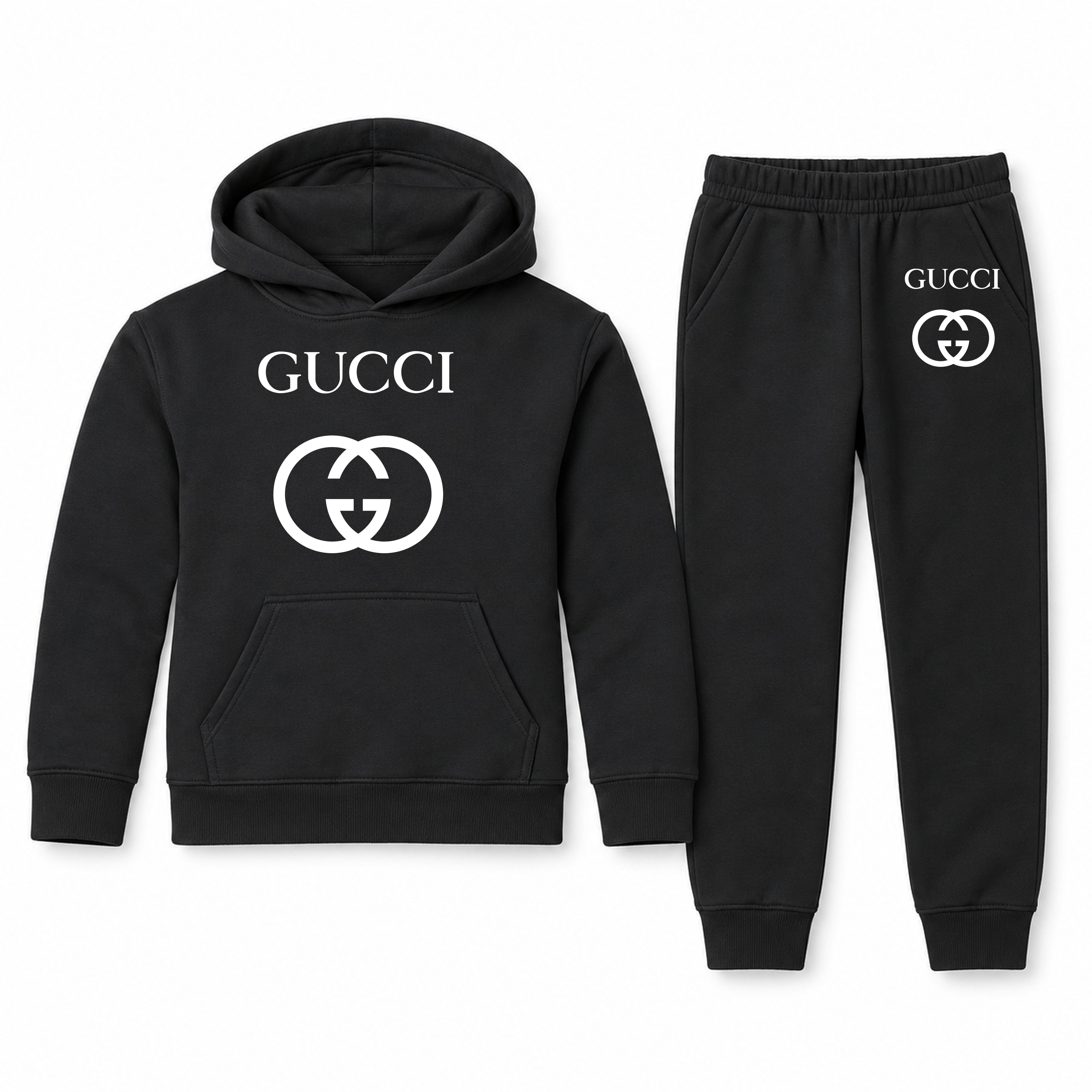 Gucci Youth Hoodie Jogger Set | Black | Youth Large, ages 10–12