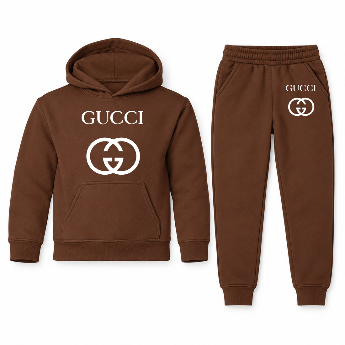 Gucci Youth Hoodie Jogger Set | Brown | Youth Large, ages 10–12