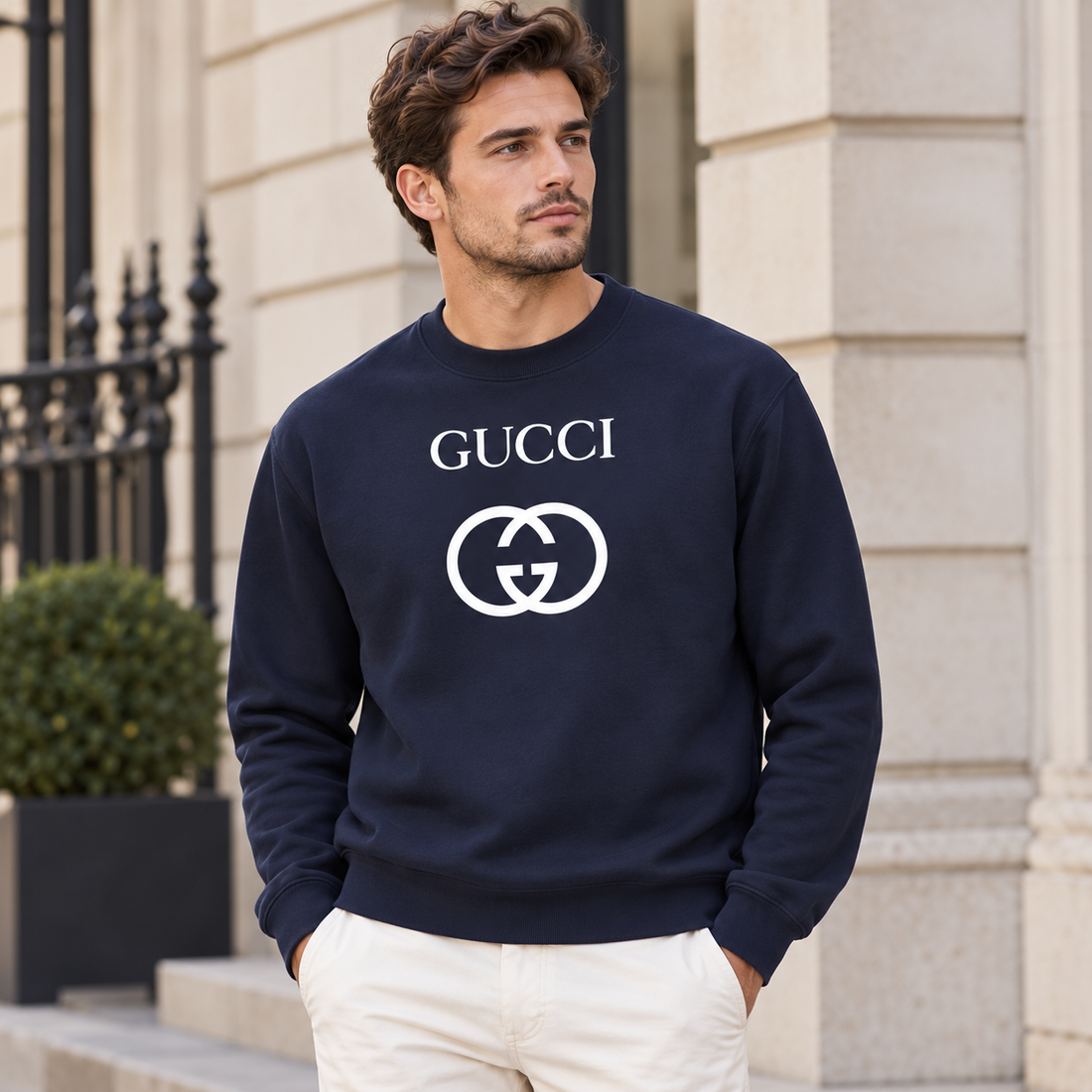 Men's Gucci Crewneck Sweatshirt - Navy - lifestyle