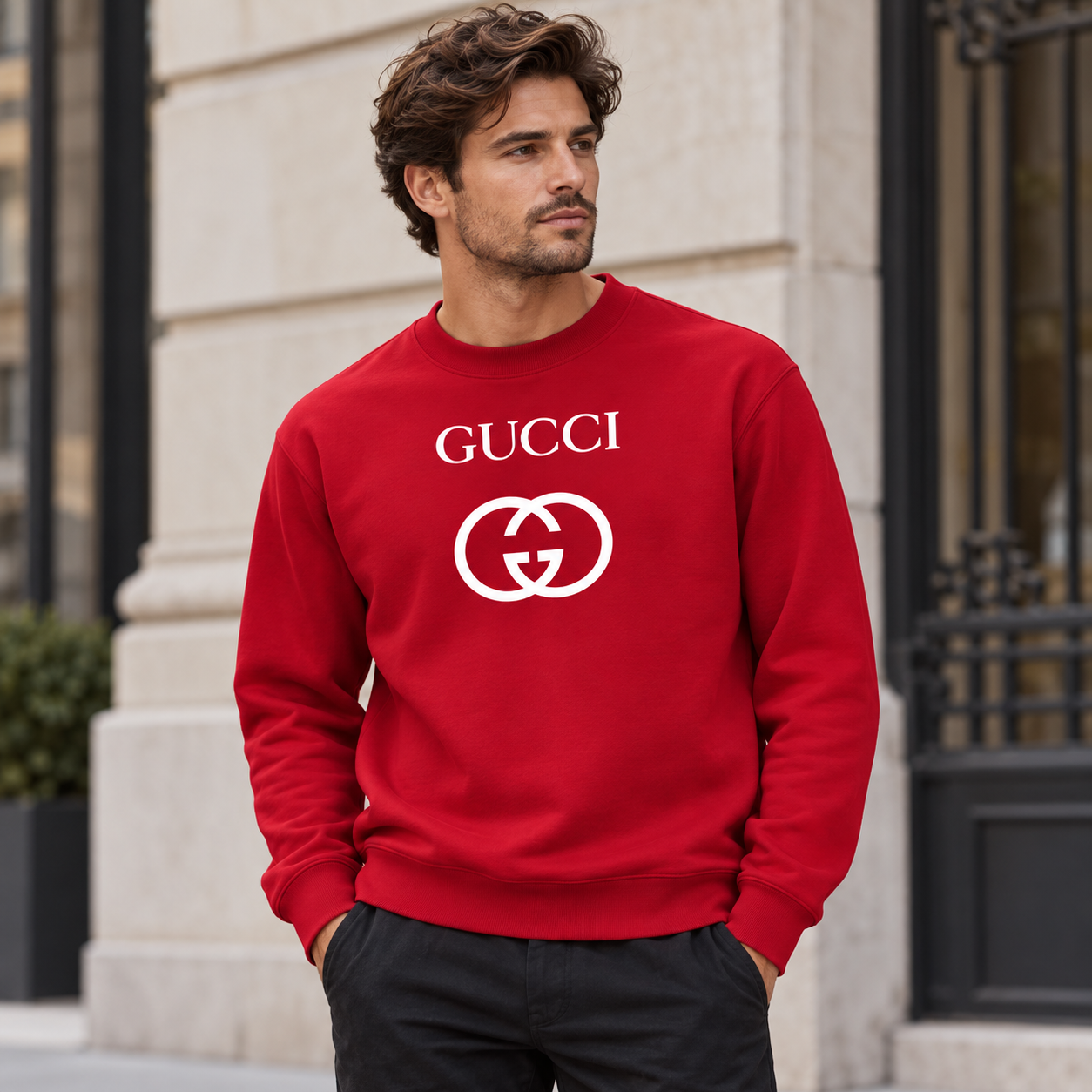 Men's Gucci Crewneck Sweatshirt - Red - lifestyle