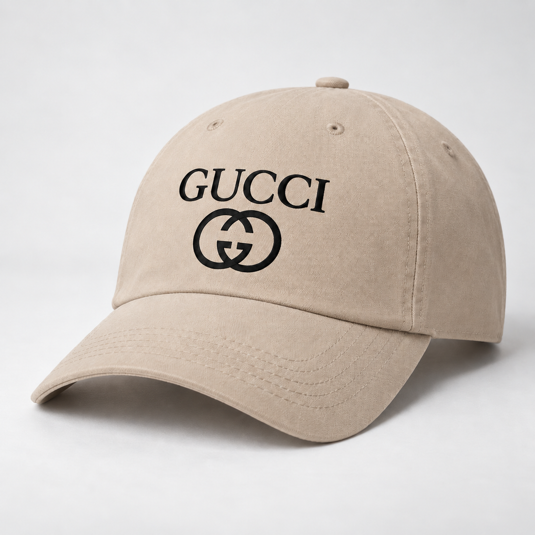 Gucci Dad Baseball Cap Hat in Beige — alternate three-quarter view