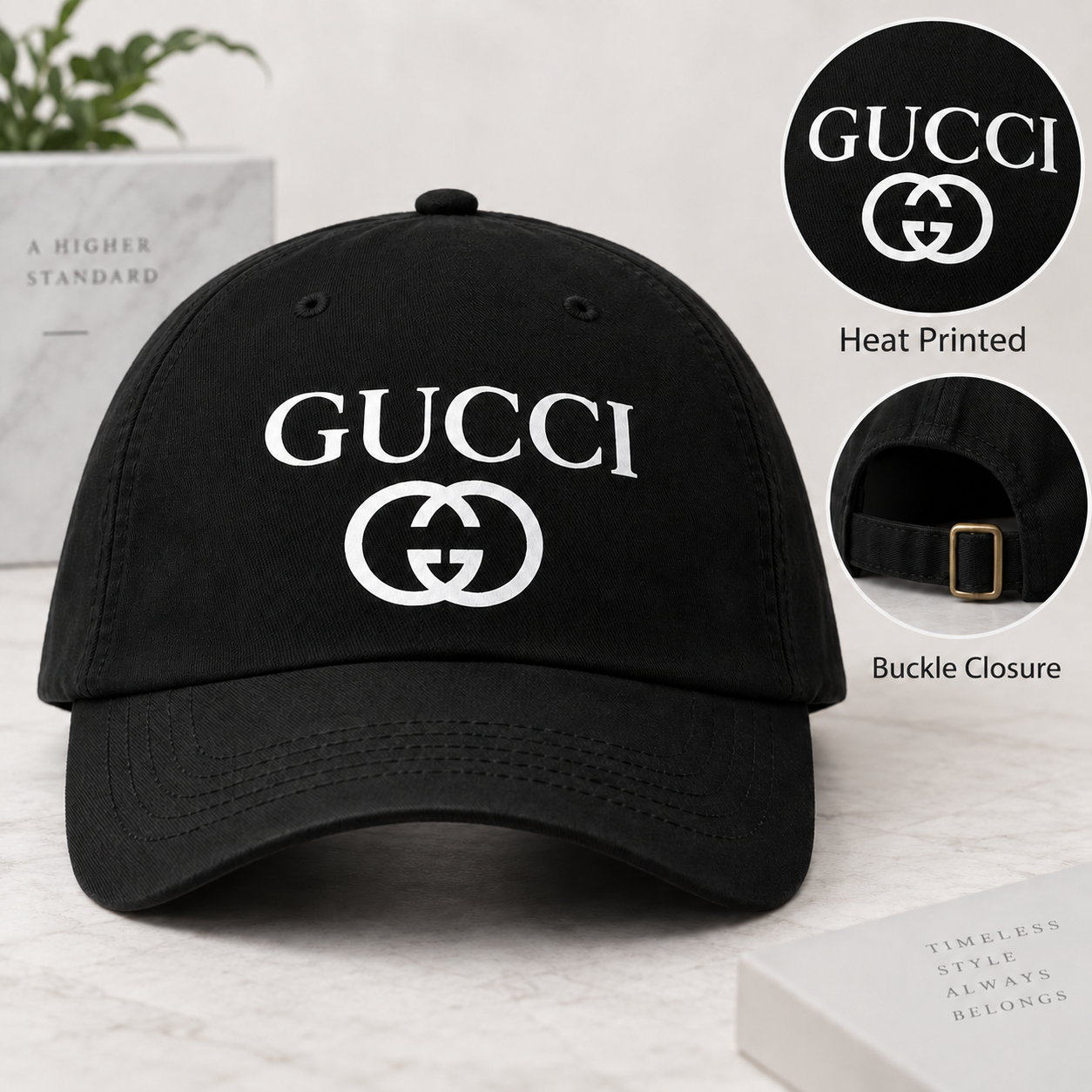 Gucci Dad Baseball Cap Hat in Black — hero view