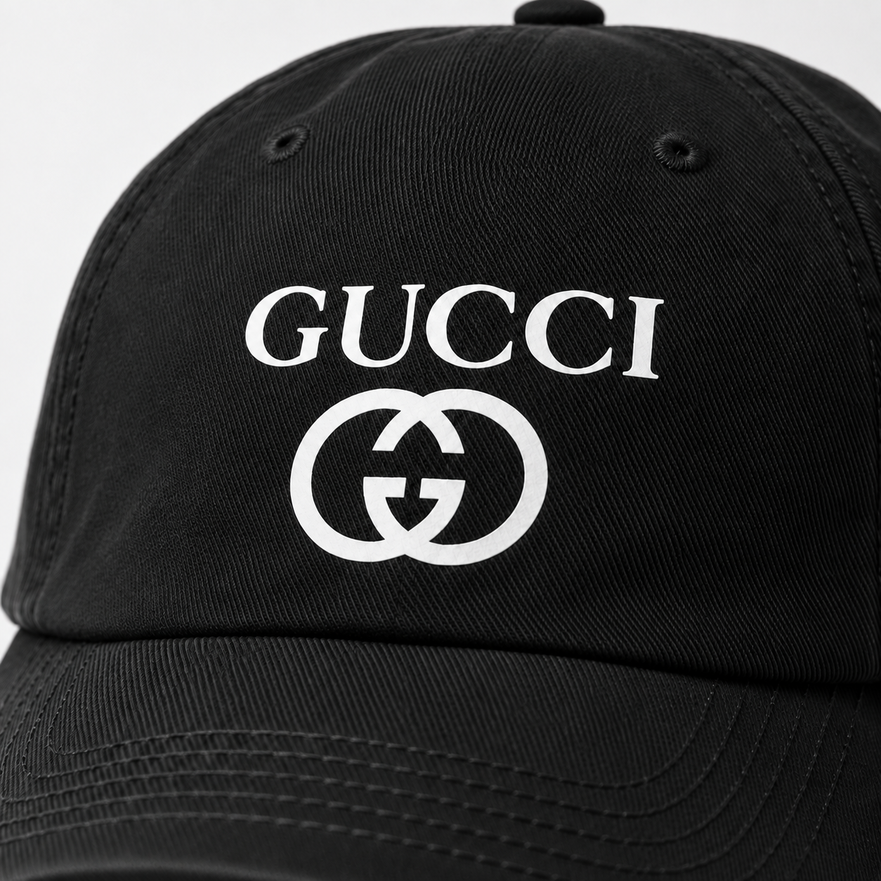 Gucci Dad Baseball Cap Hat in Black — detail view