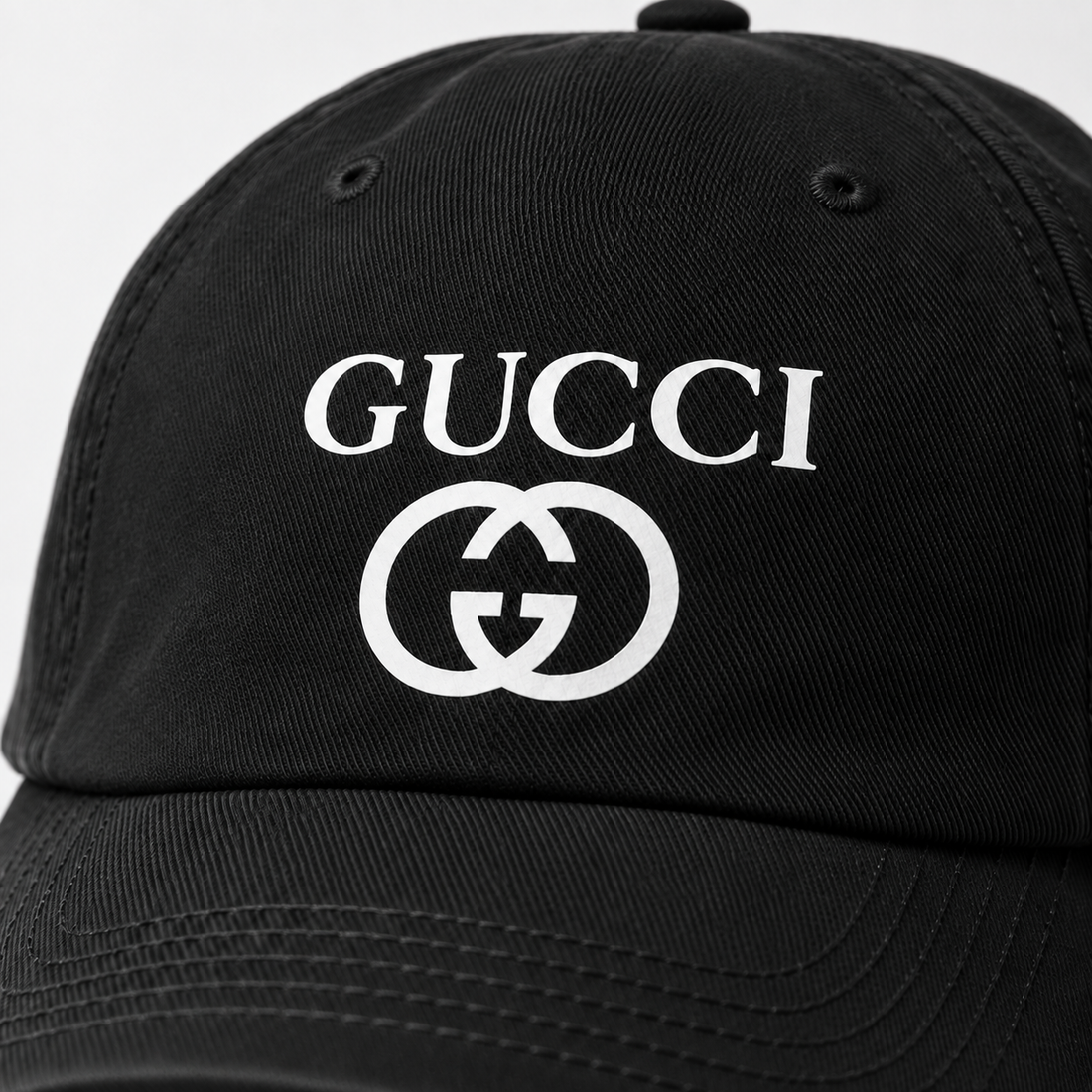 Gucci Dad Baseball Cap Hat in Black — detail view