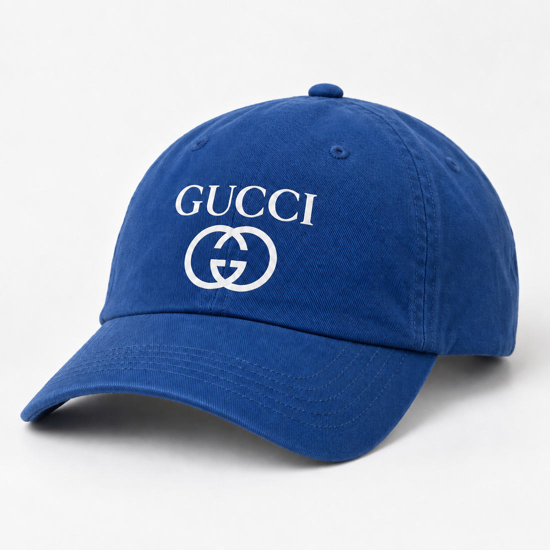 Gucci Dad Baseball Cap Hat in Blue — alternate three-quarter view