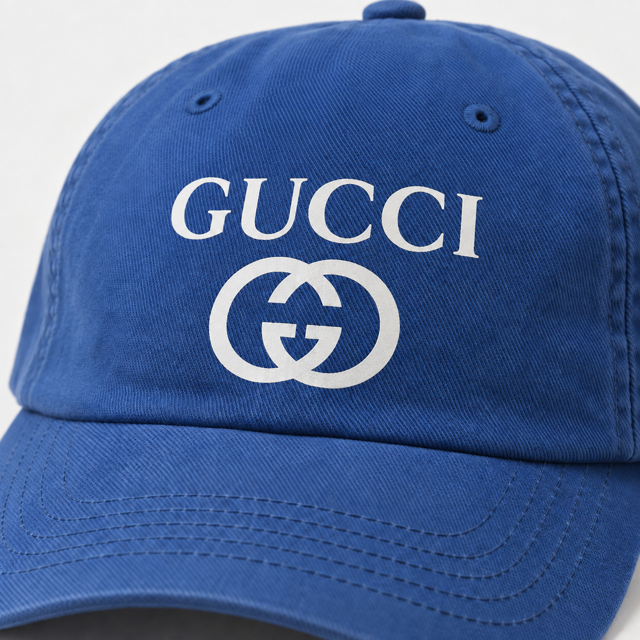 Gucci Dad Baseball Cap Hat in Blue — detail view