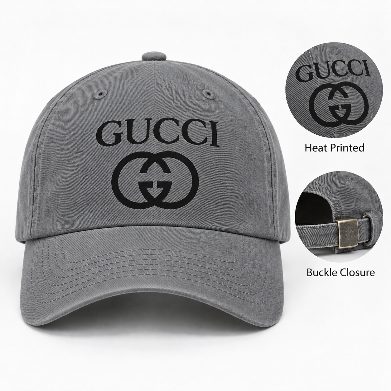 Gucci Dad Baseball Cap Hat in Grey — hero view