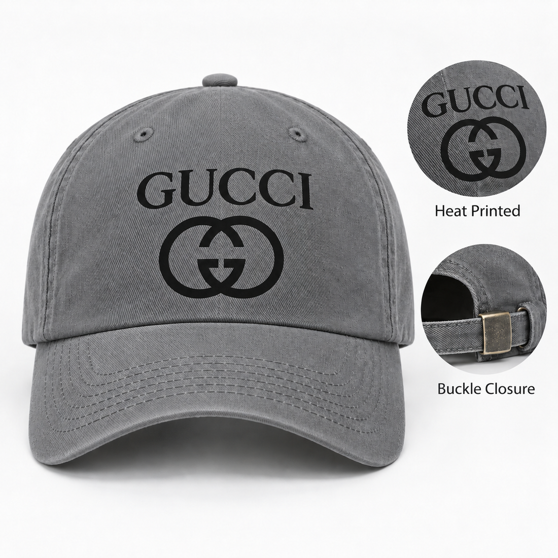 Gucci Dad Baseball Cap Hat in Grey — hero view