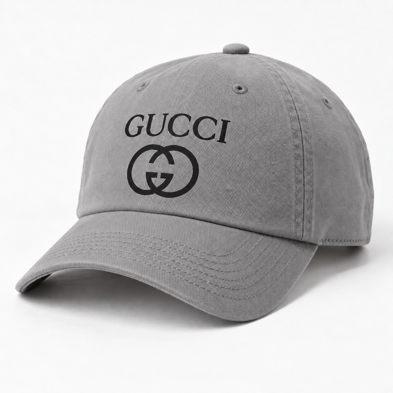 Gucci Dad Baseball Cap Hat in Grey — alternate three-quarter view