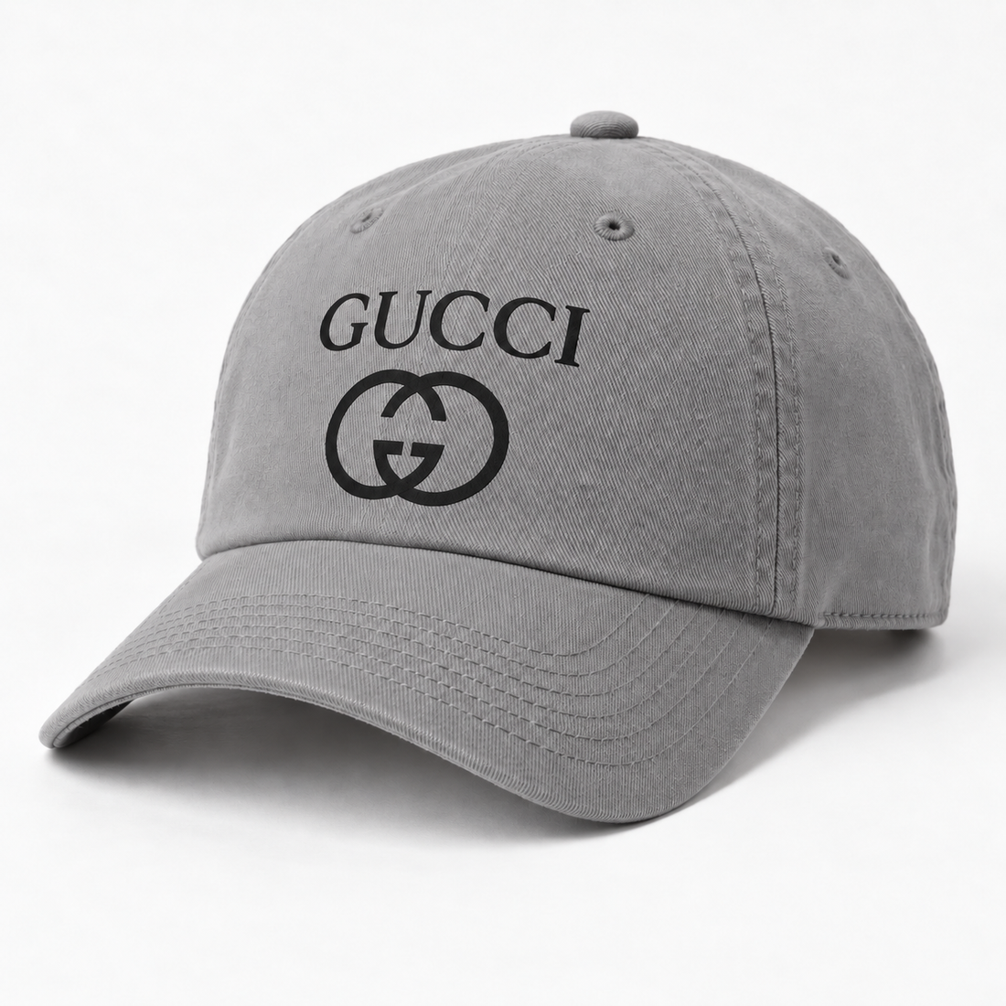 Gucci Dad Baseball Cap Hat in Grey — alternate three-quarter view