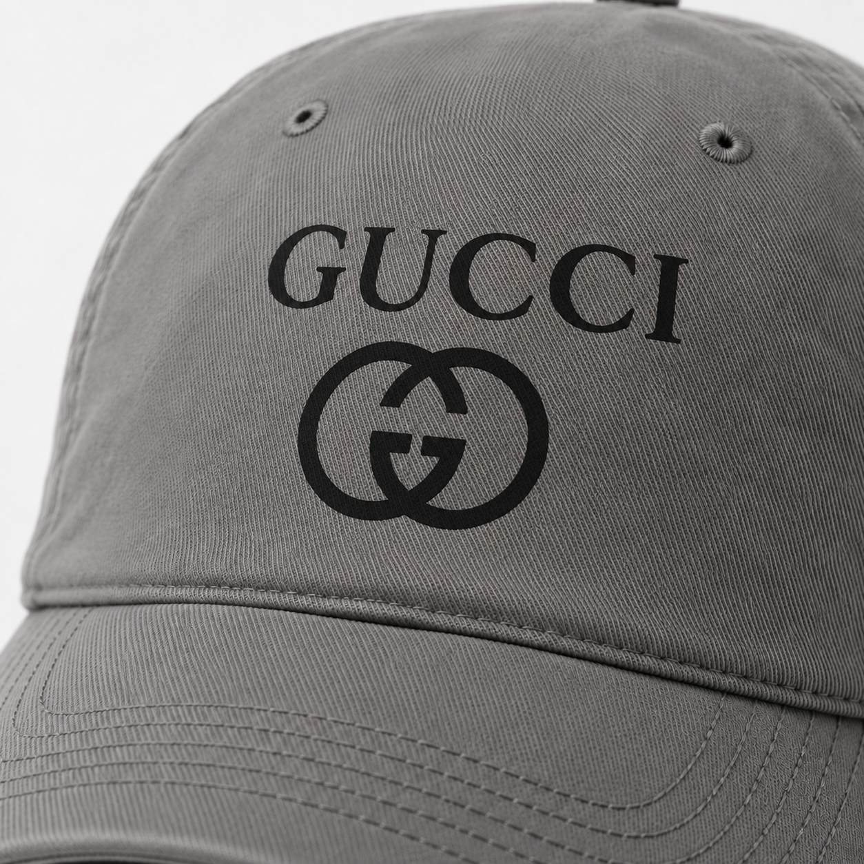 Gucci Dad Baseball Cap Hat in Grey — detail view