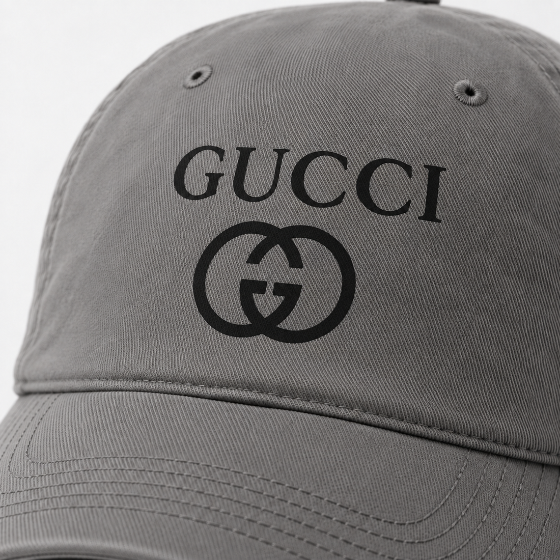 Gucci Dad Baseball Cap Hat in Grey — detail view