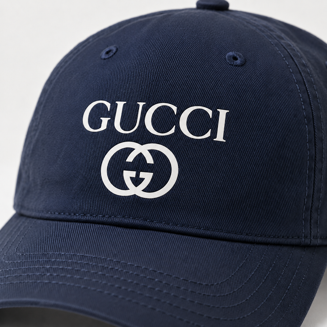 Gucci Dad Baseball Cap Hat in Navy — detail view