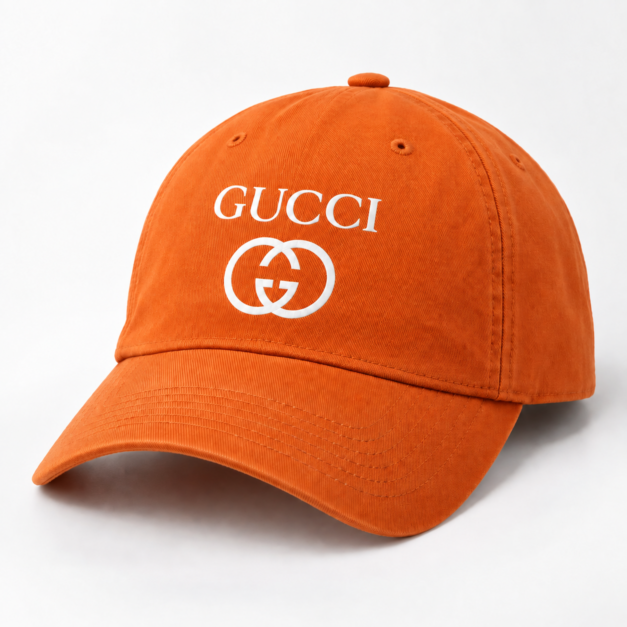 Gucci Dad Baseball Cap Hat in Orange — alternate three-quarter view