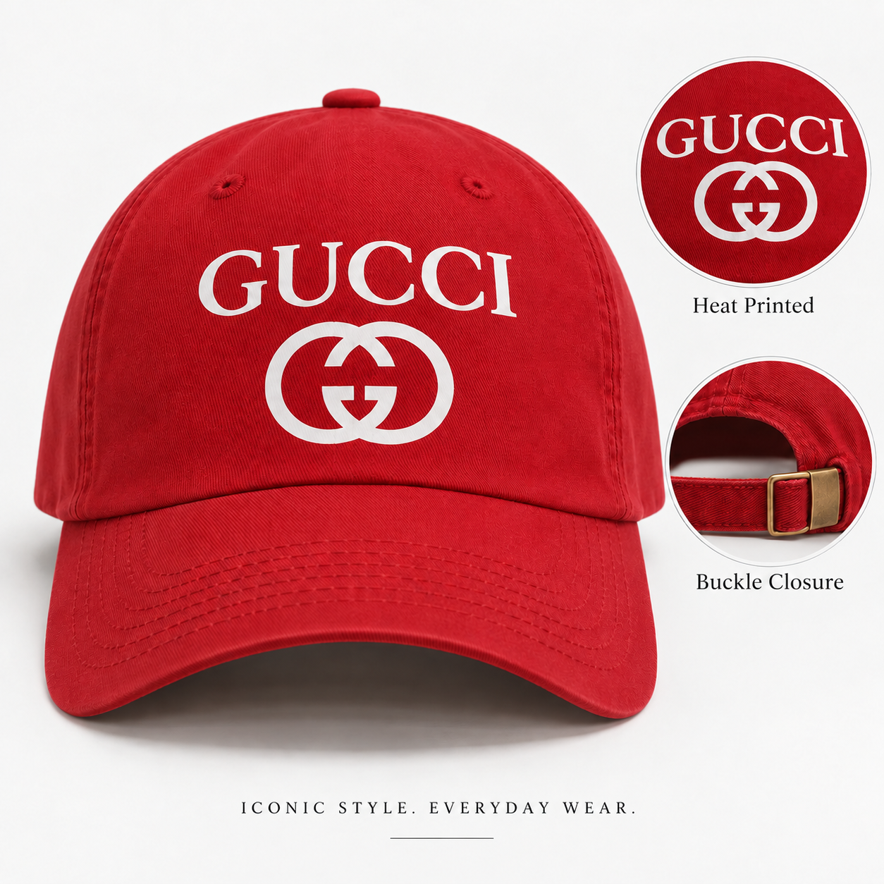 Gucci Dad Baseball Cap Hat in Red — hero view