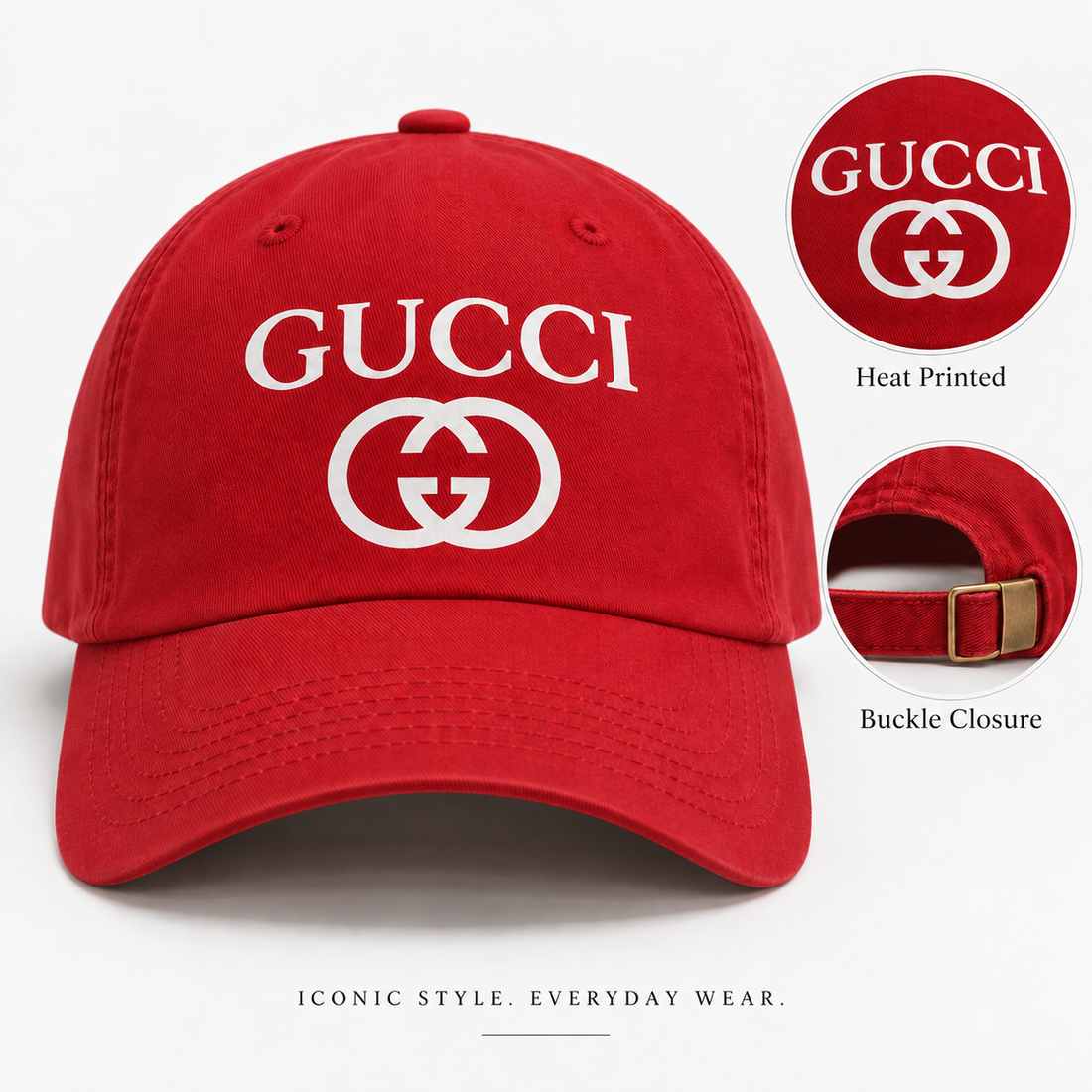 Gucci Dad Baseball Cap Hat in Red — hero view