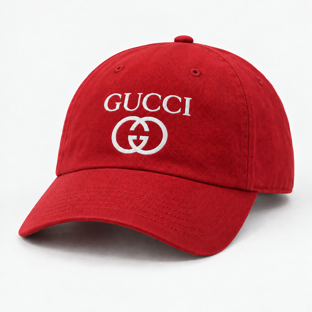 Gucci Dad Baseball Cap Hat in Red — alternate three-quarter view
