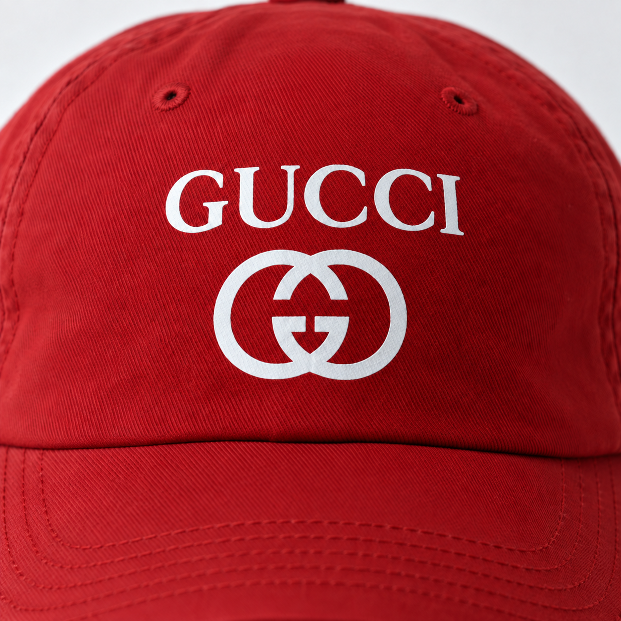 Gucci Dad Baseball Cap Hat in Red — detail view