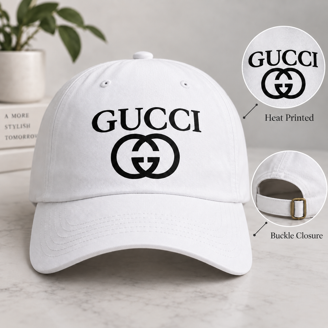 Gucci Dad Baseball Cap Hat in White — hero view