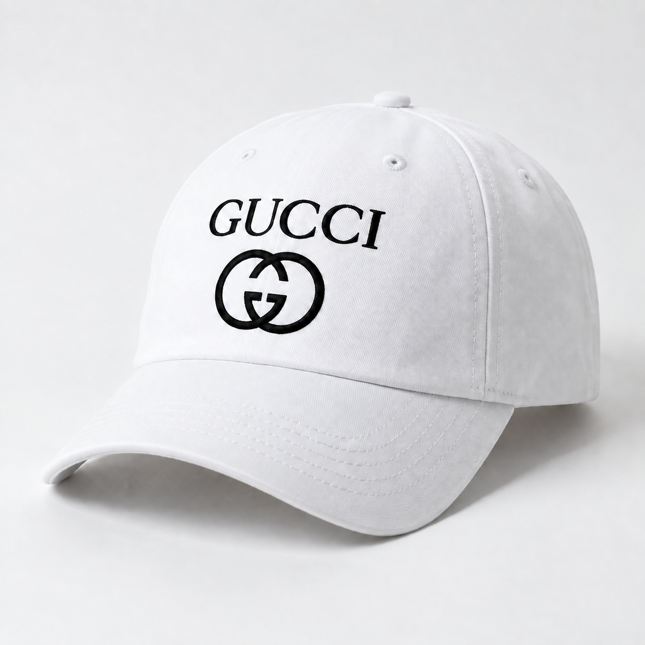 Gucci Dad Baseball Cap Hat in White — alternate three-quarter view