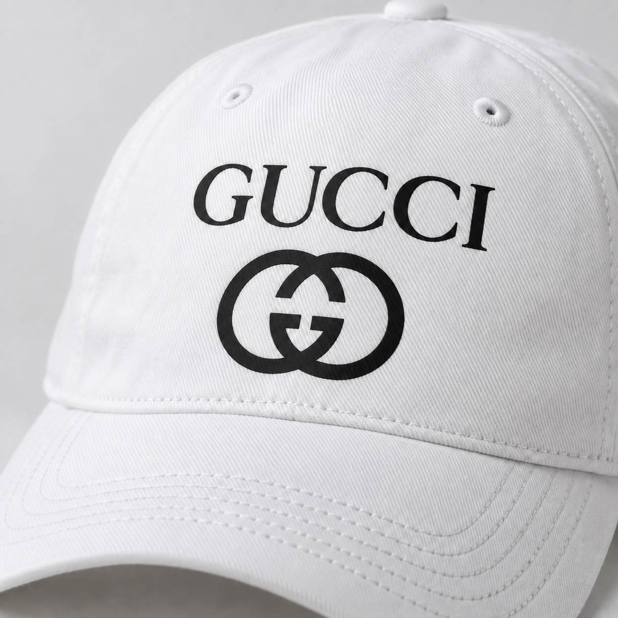 Gucci Dad Baseball Cap Hat in White — detail view
