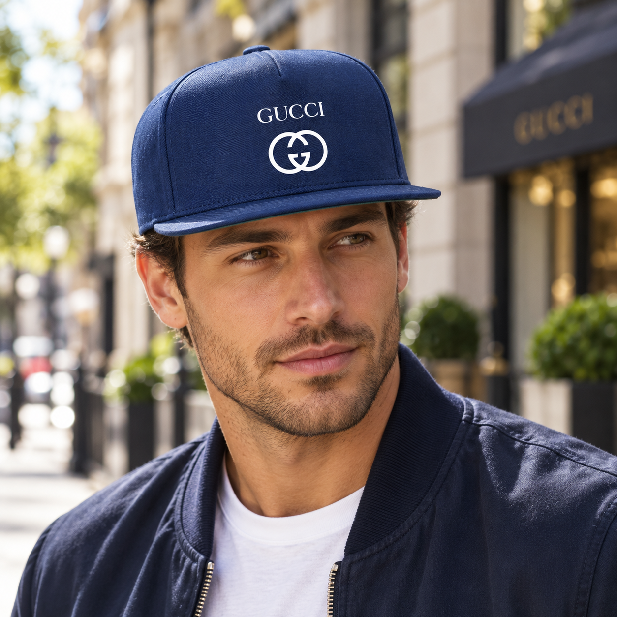 Gucci Snapback Hat | Color: Navy | Image 3