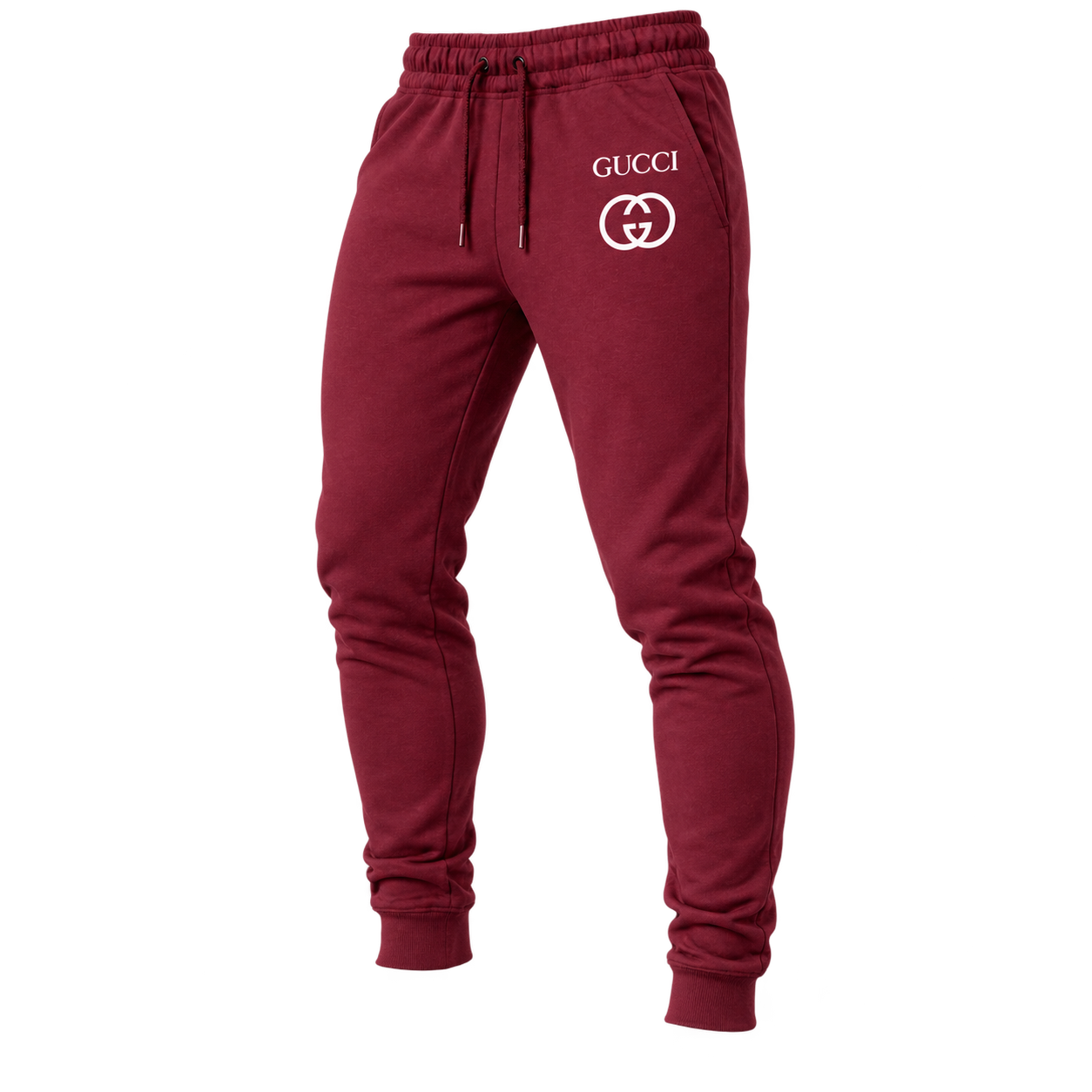 Men's Gucci Sweatpants - Burgundy - Image 4