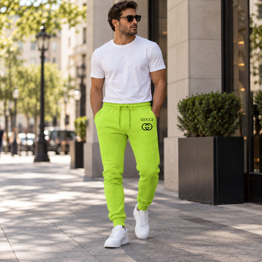 Men's Gucci Sweatpants - Lime Green - Image 2
