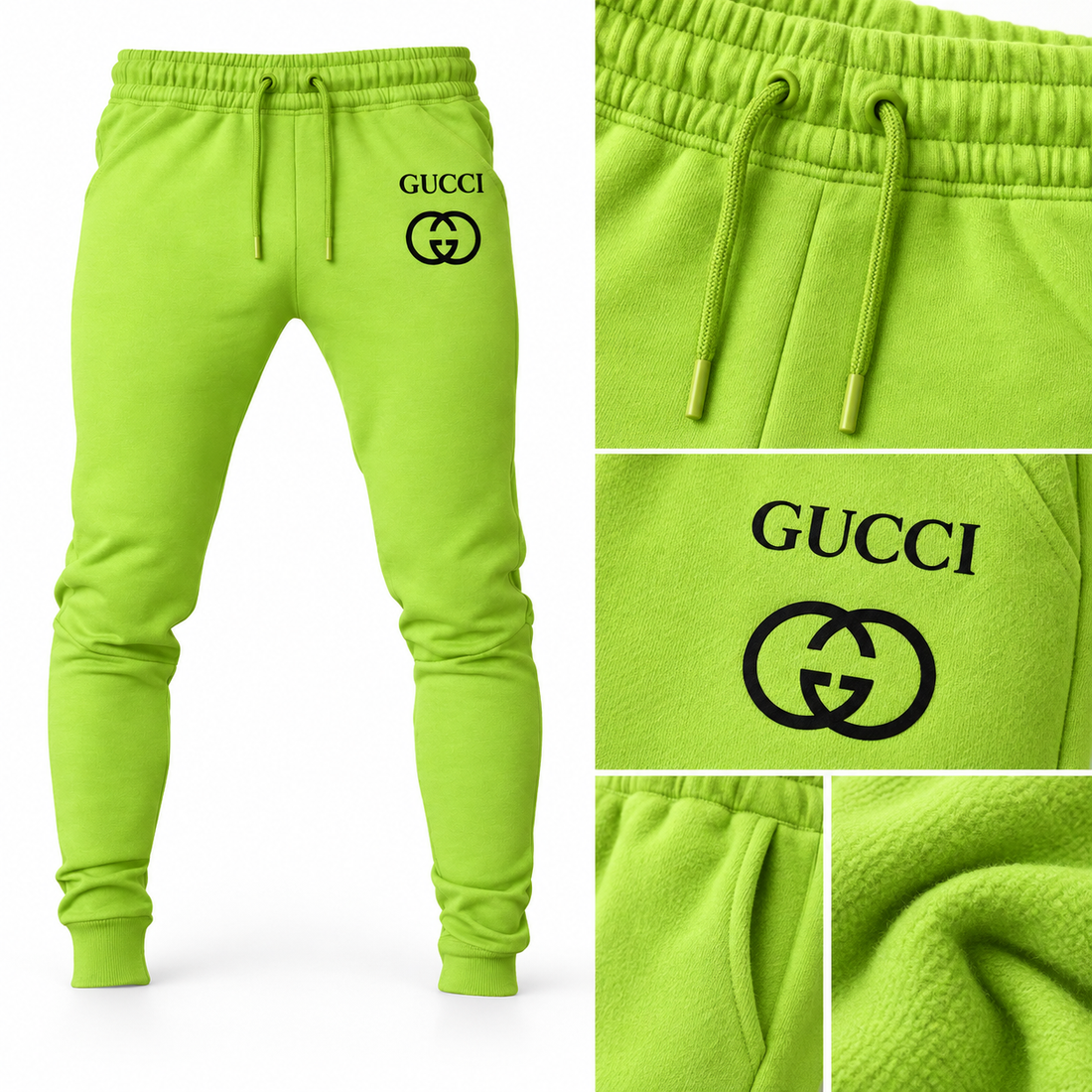 Men's Gucci Sweatpants - Lime Green - Image 3