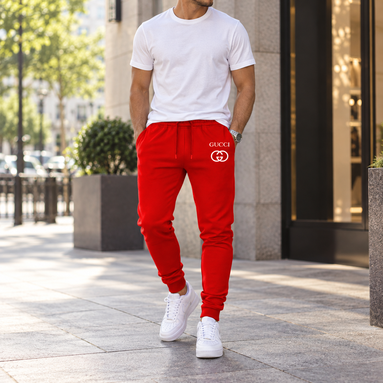 Men's Gucci Sweatpants - Red - Image 2