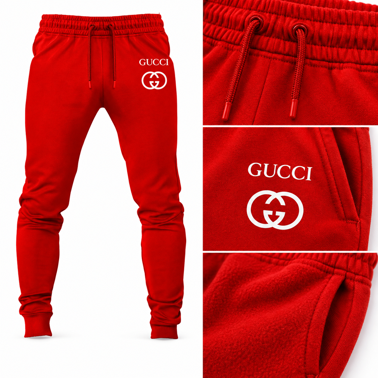 Men's Gucci Sweatpants - Red - Image 3