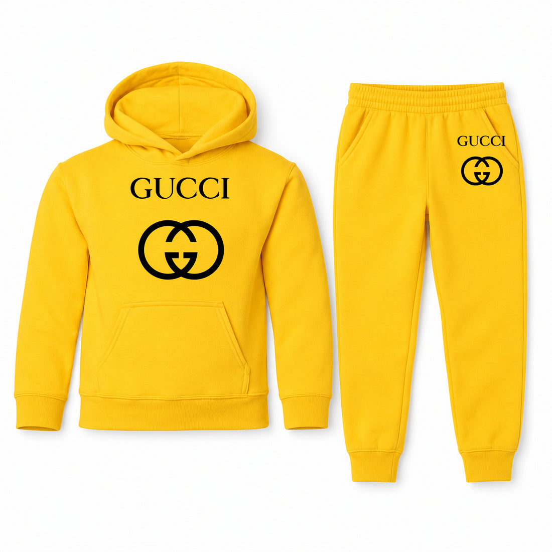 Gucci Youth Hoodie Jogger Set | Yellow | Youth Large, ages 10–12