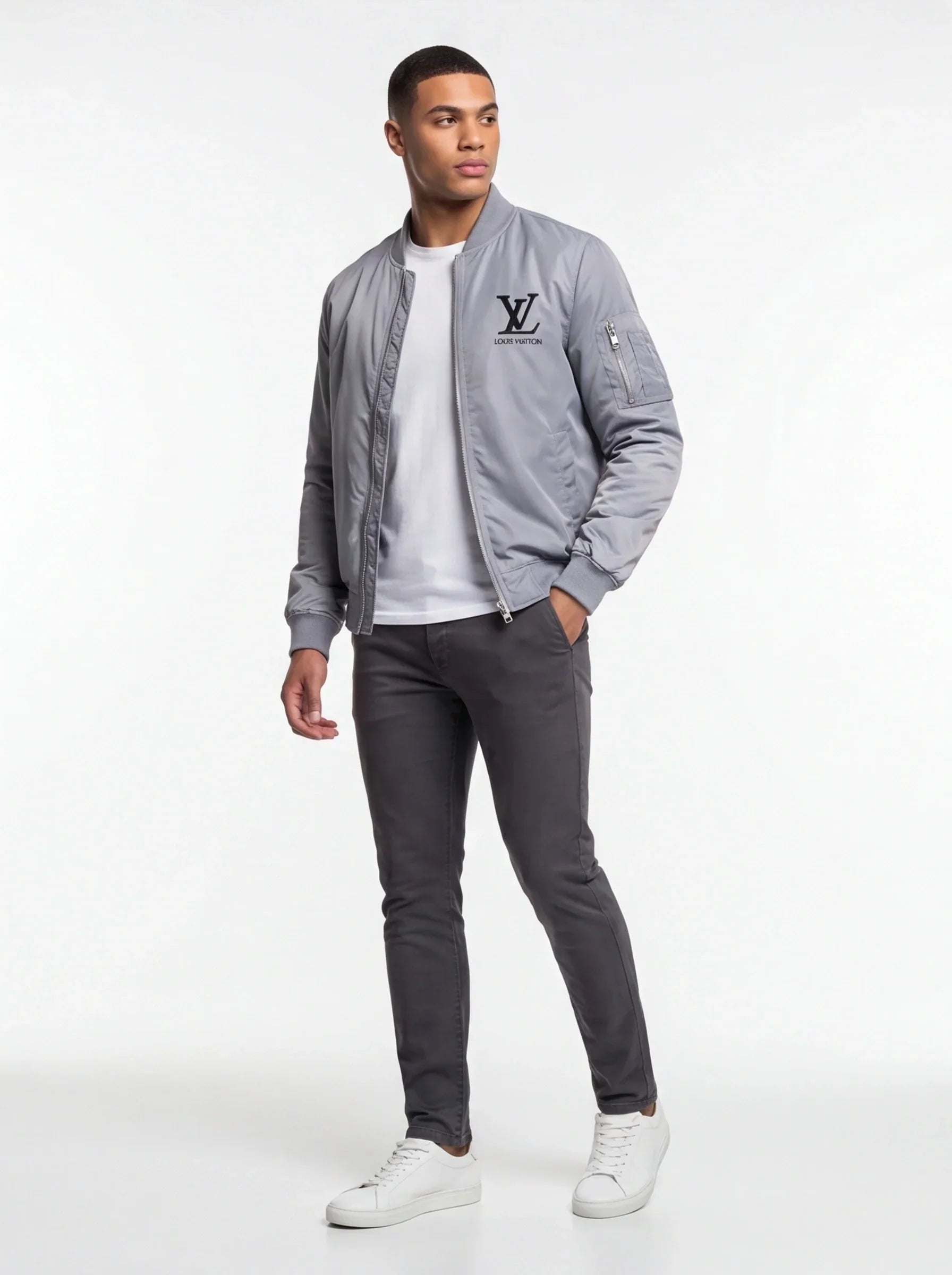 Men's Louis Vuitton Lightweight Bomber Jacket Windbreaker Softshell Varsity Jacket Coat