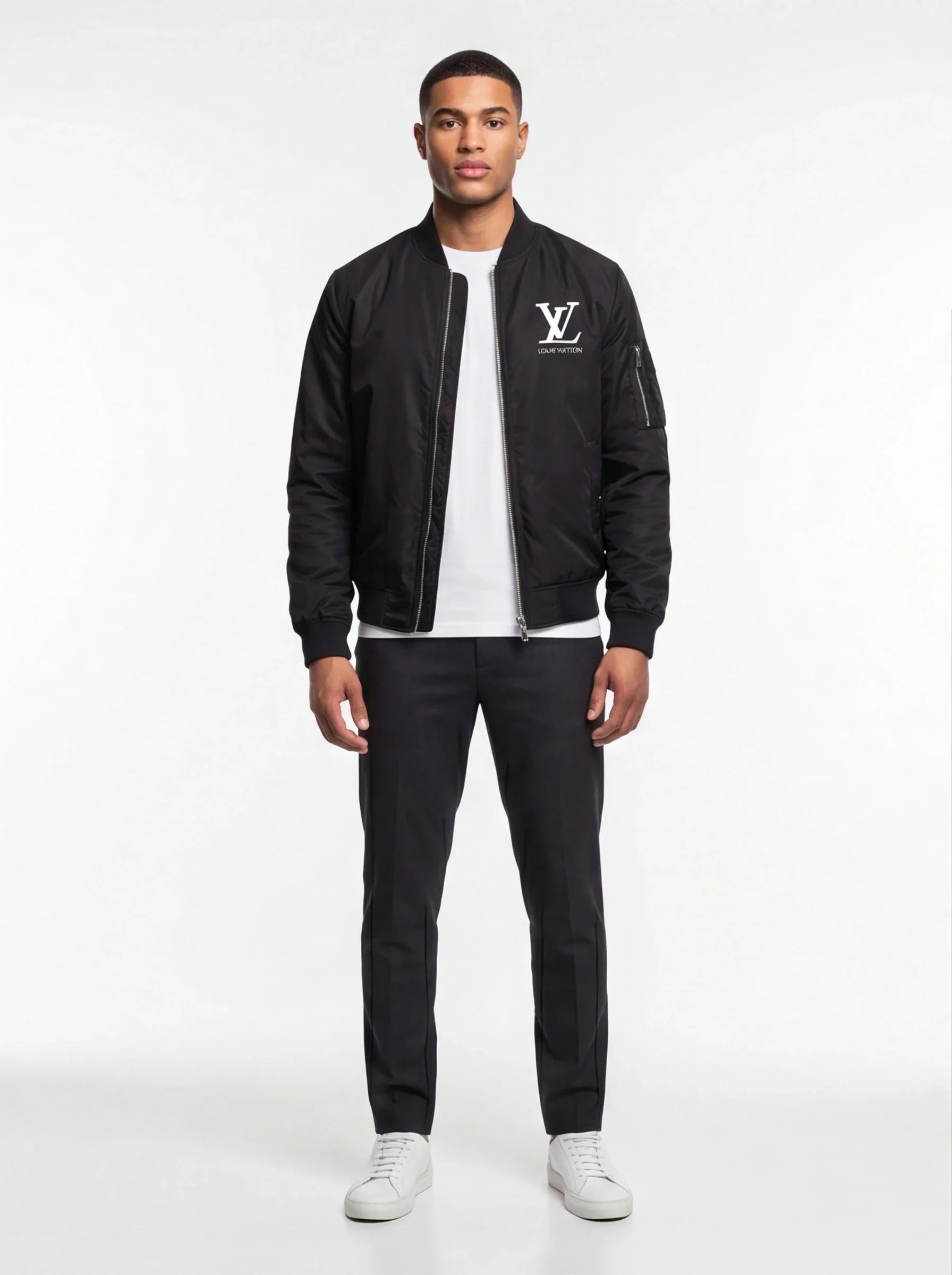 Men's Louis Vuitton Lightweight Bomber Jacket Windbreaker Softshell Varsity Jacket Coat